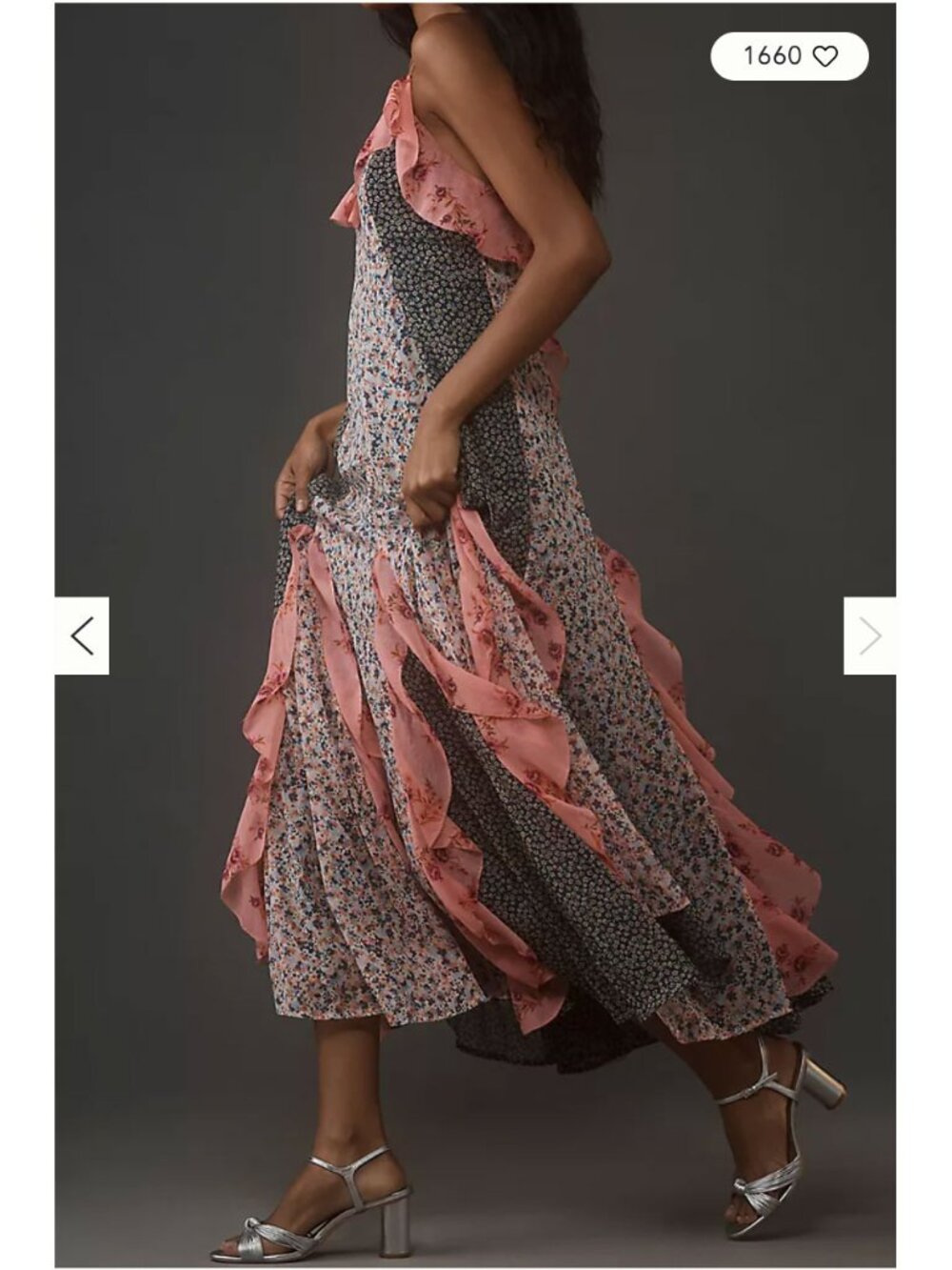 Sz L — By Anthropologie Sleeveless V-Neck Ruffle Midi Dress NWT - Picture 3 of 5